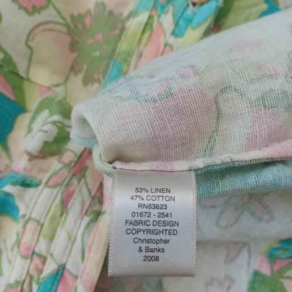 Christopher & Banks Linen Blend Jacket Pastel Floral Print Womens Medium - Picture 8 of 11